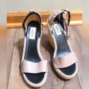 Authentic Valentino Garavani Double Rockstud wedges size 7